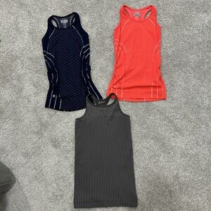 Athleta Women's Size XS Racerback Workout Tank‎ Tops Set of 3 Navy Blue/Red/Gray